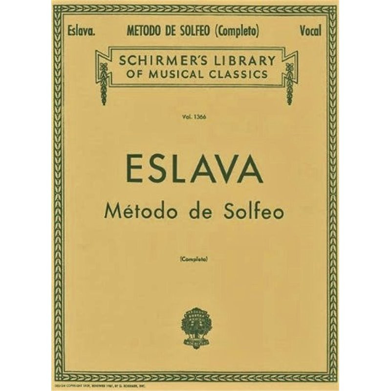 Libro. MÉTODO DE SOLFEO - ESLAVA (COMPLETO) VOCAL METHOD