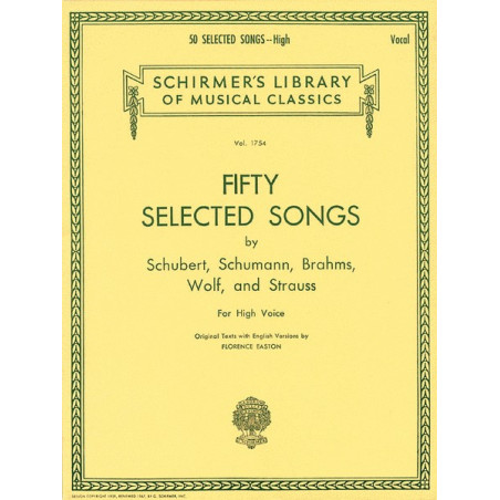 Partitura. FIFTY SELECTED SONGS by Schubert, Schumann, Brahms, Wolf & Strauss